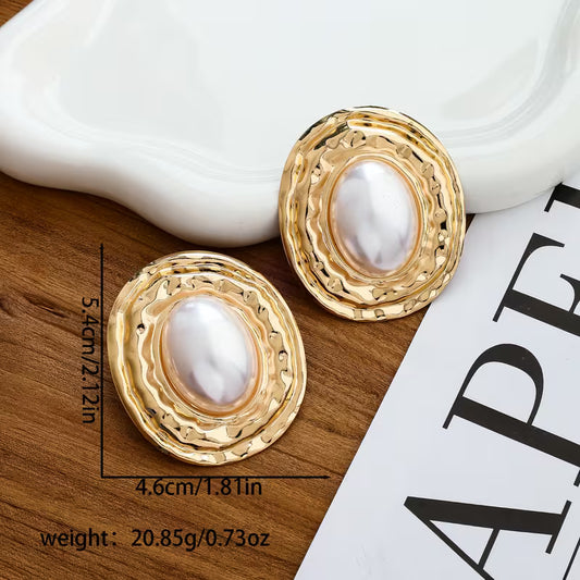 Chic Irregular Oval Faux Pearl Earrings