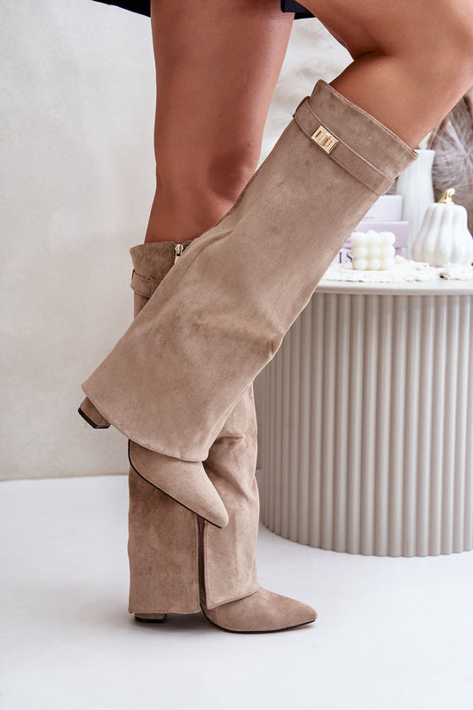 High suede boots - Beige