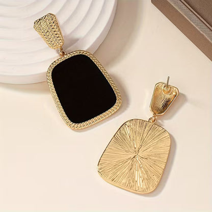 Boucles Pendantes Noir et Or Tendance