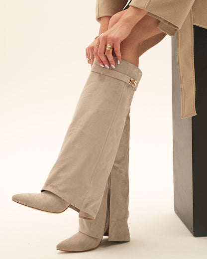 Bottes hautes en cuir - Taupe