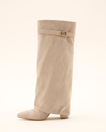 Bottes hautes en cuir - Taupe