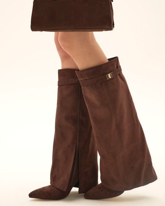 Bottes hautes en daim - Marron