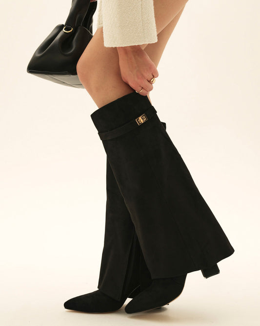 Bottes hautes en daim - Noir