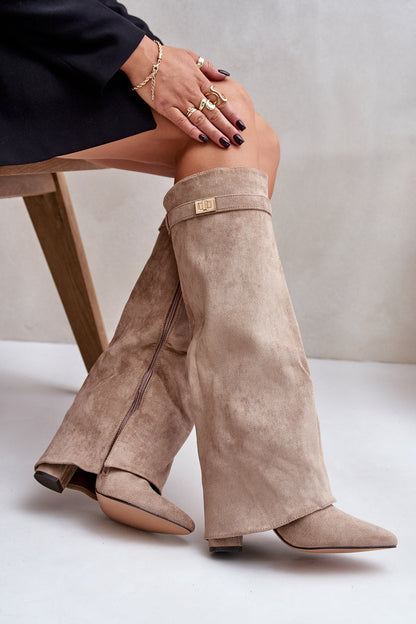 Bottes hautes en daim - Beige