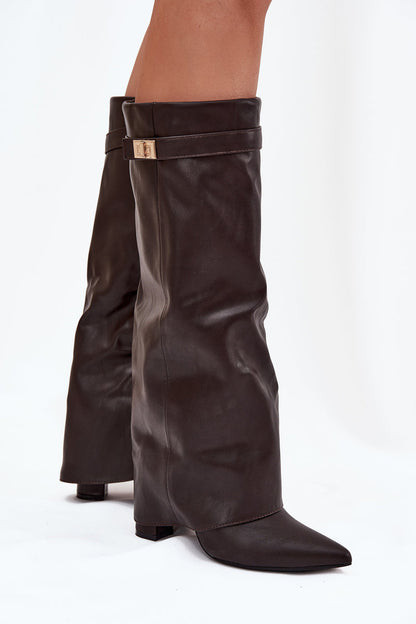 Bottes hautes en cuir - Marron